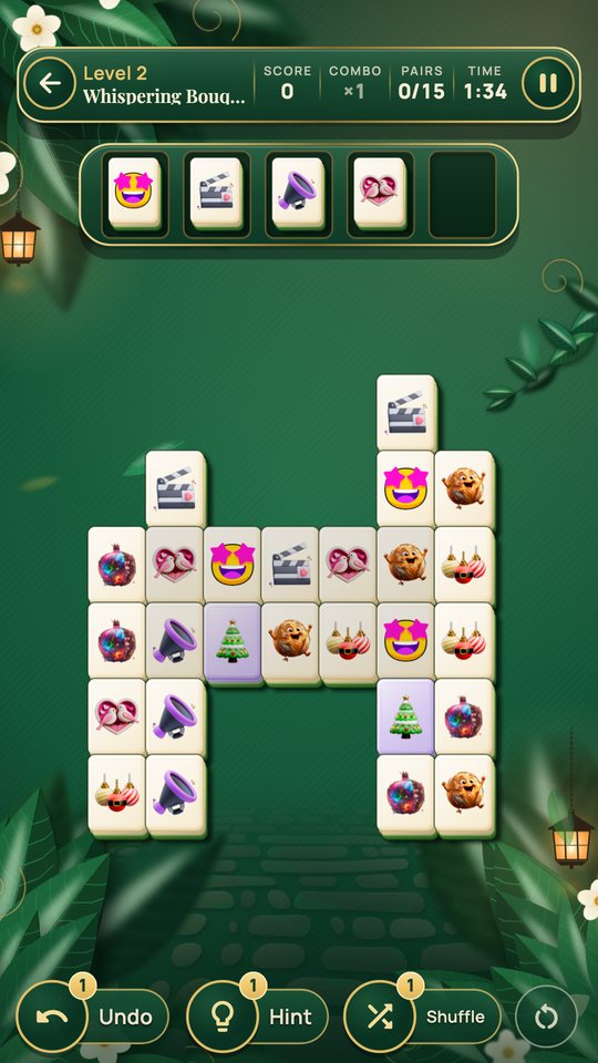 A Tile Park board of tiles with four tiles waiting in a five-slot tray at the top